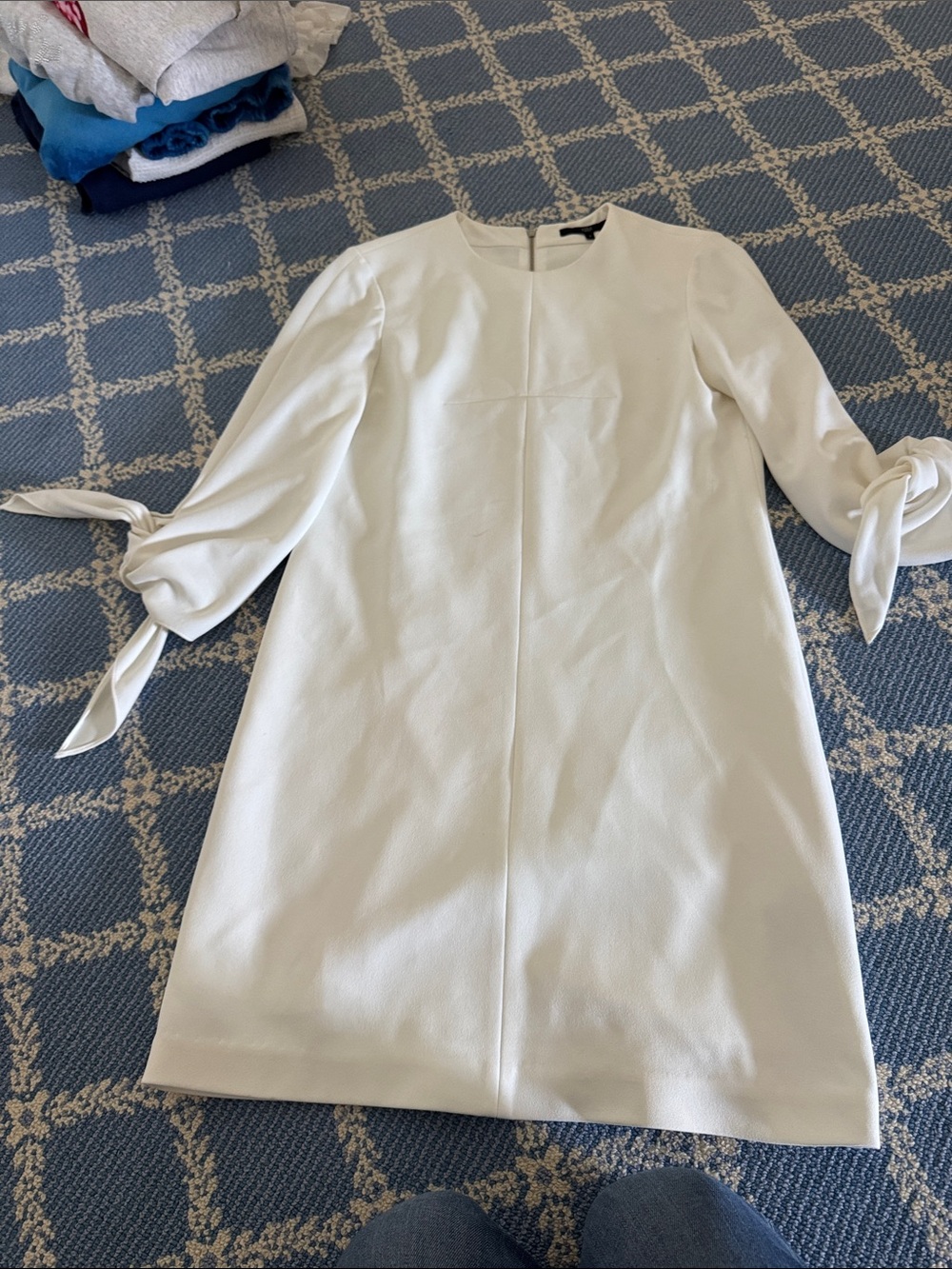 Tibi White Tie-Sleeve Shift Dress